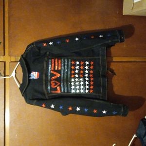 Womens Rhinestoned/ patches dark denim jean jacket